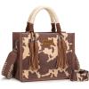 imageMontana West X Wrangler Tote Bag Cow Print Western Satchel Bags for Women with Braided Rope HandleLight Coffee