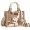 imageMontana West X Wrangler Tote Bag Cow Print Western Satchel Bags for Women with Braided Rope HandleTan