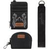 imageMontana WestxWrangler KeyChain Wristlet Wallets for Women Western Dual Pouch Wristlet Embroidered Boot Scroll Card Holder Wallet With ZipperBBlack