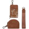 imageMontana WestxWrangler KeyChain Wristlet Wallets for Women Western Dual Pouch Wristlet Embroidered Boot Scroll Card Holder Wallet With ZipperCowhide Brown
