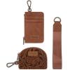 imageMontana WestxWrangler KeyChain Wristlet Wallets for Women Western Dual Pouch Wristlet Embroidered Boot Scroll Card Holder Wallet With ZipperTooling Brown