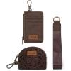 imageMontana WestxWrangler KeyChain Wristlet Wallets for Women Western Dual Pouch Wristlet Embroidered Boot Scroll Card Holder Wallet With ZipperTooling Coffee