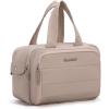 imageMontana West Travel Toiletry Bag Large Capacity Travel Bags Soft Makeup Organizer Lightweight Puffy Cosmetic Bag with Waterproof CompartmentKhaki
