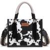 imageMontana West X Wrangler Tote Bag Cow Print Western Satchel Bags for Women with Braided Rope HandleBlack