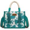 imageMontana West X Wrangler Tote Bag Cow Print Western Satchel Bags for Women with Braided Rope HandleTurquoise