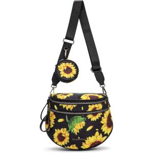 imageMontana West Large Bum Bag Nylon Crossbody Bags Mom Purse with with Coin PurseSunflower