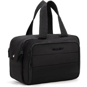 imageMontana West Travel Toiletry Bag Large Capacity Travel Bags Soft Makeup Organizer Lightweight Puffy Cosmetic Bag with Waterproof CompartmentBlack