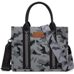imageMontana West Wrangler Tote Bag for Women Western Camo Pattern Canvas Crossbody bag Handbag Vintage DesignBlack