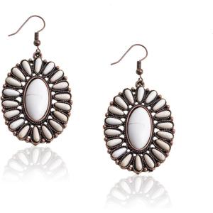imageRustic Coutures Western Turquiose Earrings for Women Cowgirl Country Dangling Concho Western JewelryAWhite Turquoise