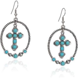 imageRustic Coutures Western Turquiose Earrings for Women Cowgirl Country Dangling Concho Western JewelryCTurquoise