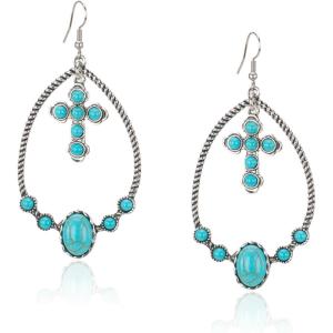 imageRustic Coutures Western Turquiose Earrings for Women Cowgirl Country Dangling Concho Western JewelryETurquoise