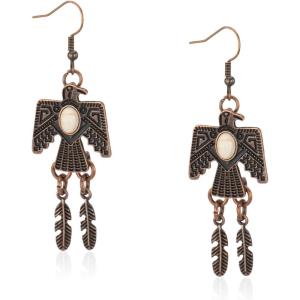 imageRustic Coutures Western Turquiose Earrings for Women Cowgirl Country Dangling Concho Western JewelryFWhite Turquoise