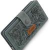 imageMontana West X Wrangler Black Tooling Flower Wallet for Women Bifold Zipper Wallets Card Cases ampamp Money Organizers Large Capacity Phone Cash Wallet Ladies Female Western Clutch Wallets with ID WindowJeans Blue