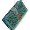 imageMontana West X Wrangler Black Tooling Flower Wallet for Women Bifold Zipper Wallets Card Cases ampamp Money Organizers Large Capacity Phone Cash Wallet Ladies Female Western Clutch Wallets with ID WindowTurquoise