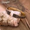 imageMontana West Wrangler Western Turquoise Bracelet for Women Cowgirl Country Adjustable Silver Plated Carved Floral Open Cuff Bangle JewelryGoldFloral