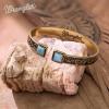 imageMontana West Wrangler Western Turquoise Bracelet for Women Cowgirl Country Adjustable Silver Plated Carved Floral Open Cuff Bangle JewelryGoldTurquoise