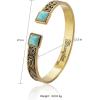 imageMontana West Wrangler Western Turquoise Bracelet for Women Cowgirl Country Adjustable Silver Plated Carved Floral Open Cuff Bangle JewelryGoldTurquoise