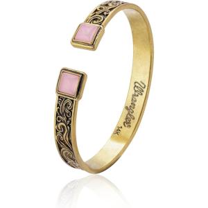 imageMontana West Wrangler Western Turquoise Bracelet for Women Cowgirl Country Adjustable Silver Plated Carved Floral Open Cuff Bangle JewelryGoldPink