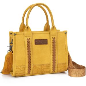 imageMontana West  Wrangler Tote Bag for Women Western Cow Print Purse Designer Top Handle HandbagsM Yellowguitar Strap