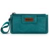 imageX Wrangler Minimalist Wallet Women Card Cases ampamp Money Organizers Wristlet with Wallet Large Clutch with Coin Purse Smooth Zipper and Rfid LiningTurquoise