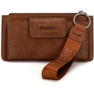 imageX Wrangler Minimalist Wallet Women Card Cases ampamp Money Organizers Wristlet with Wallet Large Clutch with Coin Purse Smooth Zipper and Rfid LiningBrown