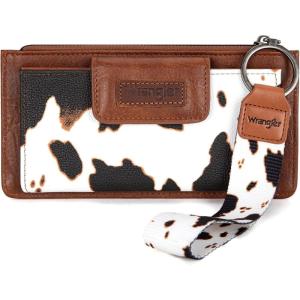 imageX Wrangler Minimalist Wallet Women Card Cases ampamp Money Organizers Wristlet with Wallet Large Clutch with Coin Purse Smooth Zipper and Rfid LiningCow Brown