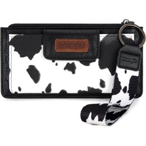 imageX Wrangler Minimalist Wallet Women Card Cases ampamp Money Organizers Wristlet with Wallet Large Clutch with Coin Purse Smooth Zipper and Rfid LiningCow Black