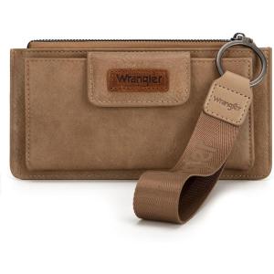 imageX Wrangler Minimalist Wallet Women Card Cases ampamp Money Organizers Wristlet with Wallet Large Clutch with Coin Purse Smooth Zipper and Rfid LiningDark Khaki