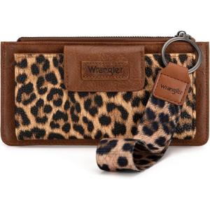 imageX Wrangler Minimalist Wallet Women Card Cases ampamp Money Organizers Wristlet with Wallet Large Clutch with Coin Purse Smooth Zipper and Rfid LiningLeopard