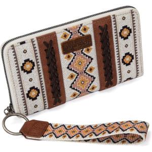 imageX Wrangler Wristlet Western Wallet Boho Aztec Credit Card Holder for Women2202 Coffee