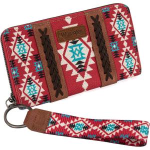 imageX Wrangler Wristlet Western Wallet Boho Aztec Credit Card Holder for Women2203 Burgundy