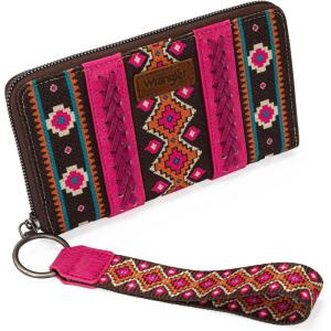 imageX Wrangler Wristlet Western Wallet Boho Aztec Credit Card Holder for Women2203 Hot Pink