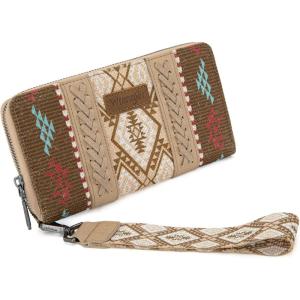 imageX Wrangler Wristlet Western Wallet Boho Aztec Credit Card Holder for WomenAztec Khaki