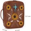 imageMontana West Western Style Embroidered Bible Covers for Women Men Book Carrying Case Church Bag Outdoor Bible ProtectiveBrown Sunflower