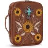 imageMontana West Western Style Embroidered Bible Covers for Women Men Book Carrying Case Church Bag Outdoor Bible ProtectiveBrown Sunflower