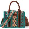 imageWrangler Aztec Tote Bag for Women Boho Shoulder Purses and Western HandbagsElegant Turquoiseguitar Strap M