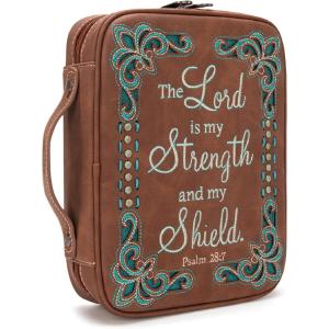 imageMontana West Western Style Embroidered Bible Covers for Women Men Book Carrying Case Church Bag Outdoor Bible ProtectiveBrown Turquoise