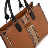 imageMontana West Wrangler Animal Print Tote Bag for Women Western Purse Boho Top Handle Satchel HandbagLeo Brown