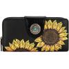 imageMontana West Womens Wallets Western Sunflower Wallet Women Large Capacity Credit Card Wallet Ladies Female Bifold Clutch Wallets with ID Window and Coin PurseSunflowerBlack