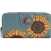 imageMontana West Womens Wallets Western Sunflower Wallet Women Large Capacity Credit Card Wallet Ladies Female Bifold Clutch Wallets with ID Window and Coin PurseSunflowerJeans Blue