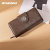 imageMontana West Womens Wallets Western Sunflower Wallet Women Large Capacity Credit Card Wallet Ladies Female Bifold Clutch Wallets with ID Window and Coin PurseCoffee