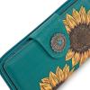 imageMontana West Womens Wallets Western Sunflower Wallet Women Large Capacity Credit Card Wallet Ladies Female Bifold Clutch Wallets with ID Window and Coin PurseSunflowerTurquoise