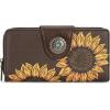 imageMontana West Womens Wallets Western Sunflower Wallet Women Large Capacity Credit Card Wallet Ladies Female Bifold Clutch Wallets with ID Window and Coin PurseSunflowerCoffee