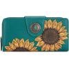 imageMontana West Womens Wallets Western Sunflower Wallet Women Large Capacity Credit Card Wallet Ladies Female Bifold Clutch Wallets with ID Window and Coin PurseSunflowerTurquoise