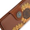 imageMontana West Womens Wallets Western Sunflower Wallet Women Large Capacity Credit Card Wallet Ladies Female Bifold Clutch Wallets with ID Window and Coin PurseSunflowerBrown