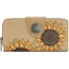 imageMontana West Womens Wallets Western Sunflower Wallet Women Large Capacity Credit Card Wallet Ladies Female Bifold Clutch Wallets with ID Window and Coin PurseSunflowerKhaki