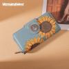 imageMontana West Womens Wallets Western Sunflower Wallet Women Large Capacity Credit Card Wallet Ladies Female Bifold Clutch Wallets with ID Window and Coin PurseSunflowerJeans Blue