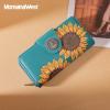 imageMontana West Womens Wallets Western Sunflower Wallet Women Large Capacity Credit Card Wallet Ladies Female Bifold Clutch Wallets with ID Window and Coin PurseSunflowerTurquoise