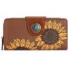 imageMontana West Womens Wallets Western Sunflower Wallet Women Large Capacity Credit Card Wallet Ladies Female Bifold Clutch Wallets with ID Window and Coin PurseSunflowerBrown