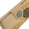 imageMontana West Womens Wallets Western Sunflower Wallet Women Large Capacity Credit Card Wallet Ladies Female Bifold Clutch Wallets with ID Window and Coin PurseSunflowerKhaki